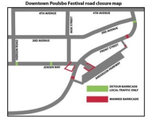 Downtown road closure map during weekend festival
