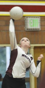 South Kitsap senior outside hitter Toni Brown-Bell had 15 kills to lead the Wolves to a 25-23