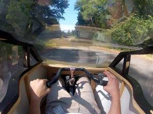 Herald reporter Kipp Robertson took a test drive in the Super Bee coaster car Aug. 20 in preparation for the third annual Hansville Coaster Games that will begin at 2 p.m. Aug. 25 on Benchmark Avenue in Hansville.