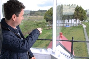 Jeff Gales of the U.S. Lighthouse Society describes the work that was done at the  Point No Point Light Station April 30  from inside the lantern room at the top of the lighthouse.