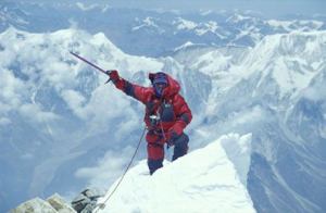 Viesturs at the summit of Mount Manasulu