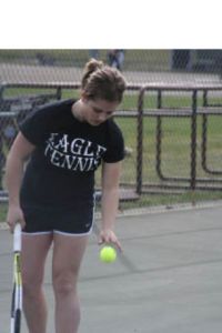 Klahowya’s Maggie Becker prepares to serve against North Mason Tuesday. Becker is 3-0 this season.