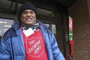 Frank Bowers is one of more than 80 Salvation Army bell ringers who will stand at their red kettles from now until Christmas Eve. Bowers loves meeting and talking to shoppers.