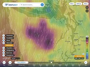 What’s the wind speed in Bremerton? What’s the rainfall in Poulsbo? Where’s the center of the latest storm? You can track all of that and more in real time with Ventusky's real-time weather map.