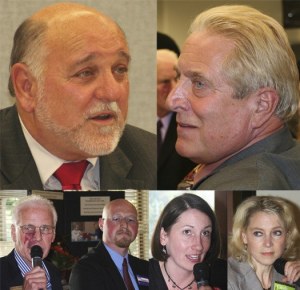 Port Orchard voters will choose between incumbent Lary Coppola (top left) and Tim Matthes (top right) for mayor. The two City Council races feature incumbent Jerry Childs (above