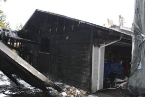 After dousing a garage fire at a Silverdale house Friday afternoon