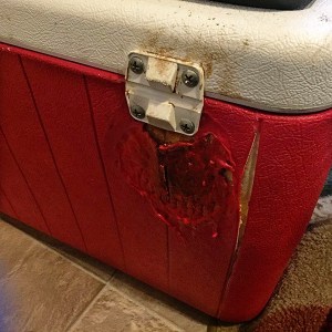 This cooler got hot after someone left it too close to a heater.