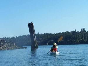 Linda Berry-Maraist paddles in front of Evan Stoll as the two explore the Kitsap Peninsula Water Trail.