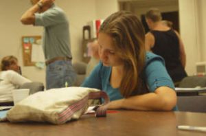 Elicia Jones works on an essay for her GED class at the Literacy Council of Kitsap’s Bremerton office.