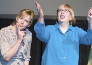 EDGE troupe members Bhama Roget (left) and Susan MacPherson at a recent free for all. They'll all be on the edge again