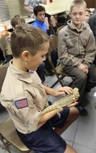 Watts Mason of Troop 1650 holds Wink