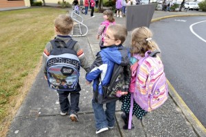 Kindergarten students (from left) Jaxson Gore