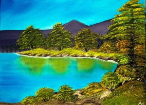 Lake Inlet by Ami Raime is on display at ChocMo in Poulsbo