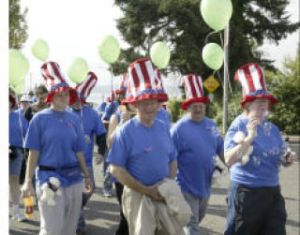 Life Care of Port Orchard employees and family members participate in a past Memory Walk.