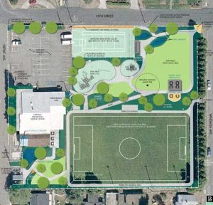 Concept art for the proposed plans for the Manette Playfield renovations.