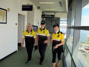 Mayor Patty Lent departs on patrol with Bremerton’s Citizen Auxiliary Patrol (BCAP) as BCAP members Betty Maples and Robert Bodkin brief the Mayor on procedures for the patrol day.