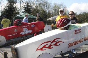 Ben Walters and Kirsten Vorpahl kick off the Kitsap Soap Box Derby season last Saturday in Poulsbo.