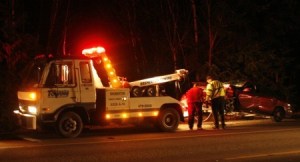 A Ford Taurus was one of two vehicles towed from Viking Way following a head-on collision near Scandia Road Wednesday evening.