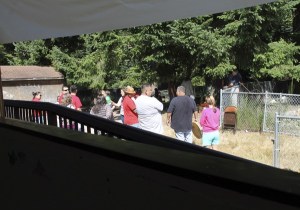 People start to gather for the groundbreaking ceremony for the new Port Gamble S'Klallam early childhood education center