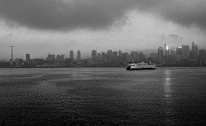 A ferry as viewed from A Bremerton-Seattle ferry this fall.
