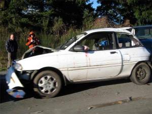 One man was transported to a local hospital while two others declined treatment in an apparent rear-end