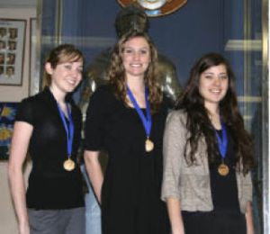 (From left) Bremerton High School sophomores Haley Lillybridge and Keely Fein along with senior Marlena Daugherty finished second in the Washington state DECA public relations campaign contest and have their sights set on the national contest in April.
