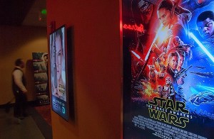 Computer displays at SeeFilm theater in Bremerton advertise the seventh episode of Star Wars. The film's first showing is 7 p.m. on Dec. 17.