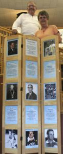Mark Williamson (left) and Nina Hallett of the Historical Society are assembling a display of the county’s sports history.