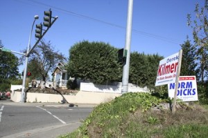 A campaign sign for state Sen. Derek Kilmer