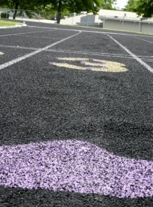 Bubbles began appearing on the surface of the  North Kitsap Stadium track in 2009. Lane No. 3