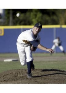 BlueJackets starting pitcher James Douglas fires a fastball to the plate against Wenatchee Wednesday night.