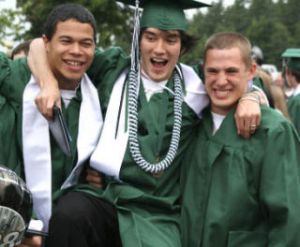 Klahowya Secondary School seniors rejoice after graduation June 13 at the Pavilion at the Kitsap County Fairgrounds.