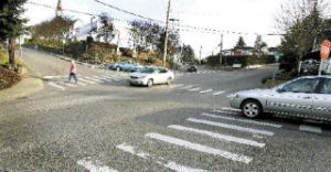 The 5-way intersection at Hostmark Street