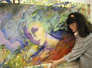 Though probably most well-known for her wildly colored contemporary paintings