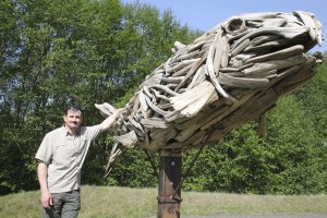 Artist Travis Foreman used more than 500 pieces of driftwood to create this fish sculpture for Poulsbo’s Fish Park.