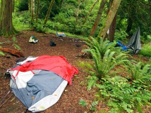 An abandoned campsite near a Poulsbo park was recently discovered by local police. Left behind were chairs