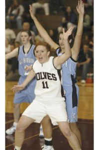 Stephanie Osterdahl jockeys for position against Gig Harbor in the Wolves’ only loss so far this season.