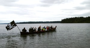 The canoe from Suquamish embarks on this year's journey to Bella Bella.