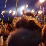 Vikings&rsquo; torches light the night sky during the Julefest celebration, Dec. 3 at Muriel Iverson Williams Waterfront Park. (Angie Donovan/Kitsap News Group correspondent)