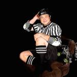 Bill Barnum, a roller derby referee, poses with roller derby gear for Elaine Turso&rsquo;s Dudes Against Human Trafficking calendar, available for puchase at elainetursophotography.com. When Barnum applied to participate in the calendar, he said, &ldquo;As a past member of BACA (Bikers Against Child Abuse), I have seen the impact that any abuse against another human being can have. As a parent of a special child, my wife and I know firsthand what damage can mean long term to a child.&rdquo;                                Elaine Turso Photography