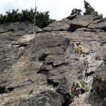 Climbers work on a multi-pitch climb on The Tooth, a basic alpine climb in Mount Baker &mdash; Snoqualmie National Forest. Contributed / Ralph Wessels