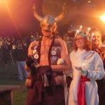 The Lucia Bride arrives with Viking escort during the Julefest celebration, Dec. 3 at Muriel Iverson Williams Waterfront Park. (Angie Donovan/Kitsap News Group correspondent)