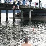 A hardy soul takes a leap into the frigid waters of Puget Sound News Year&rsquo;s Day during the Olalla Polar Bear Plunge.                                Bob Smith | Kitsap Daily News