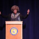 Dr. Angela Davis speaks to an audience of hundreds at her equity lecture Jan. 11 at Bremerton High School. The lecture was the first in a series about Equity and Excellence, hosted by Olympic College.                                Michelle Beahm / Kitsap News Group