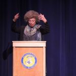 Dr. Angela Davis, a civil rights activist, spoke at OC&rsquo;s inaugural event for its Presidential Equity and Excellence series, helmed by OC President Dr. David Mitchell and Equity and Inclusion Vice President Cheryl Nuñez. Michelle Beahm / Kitsap News Group