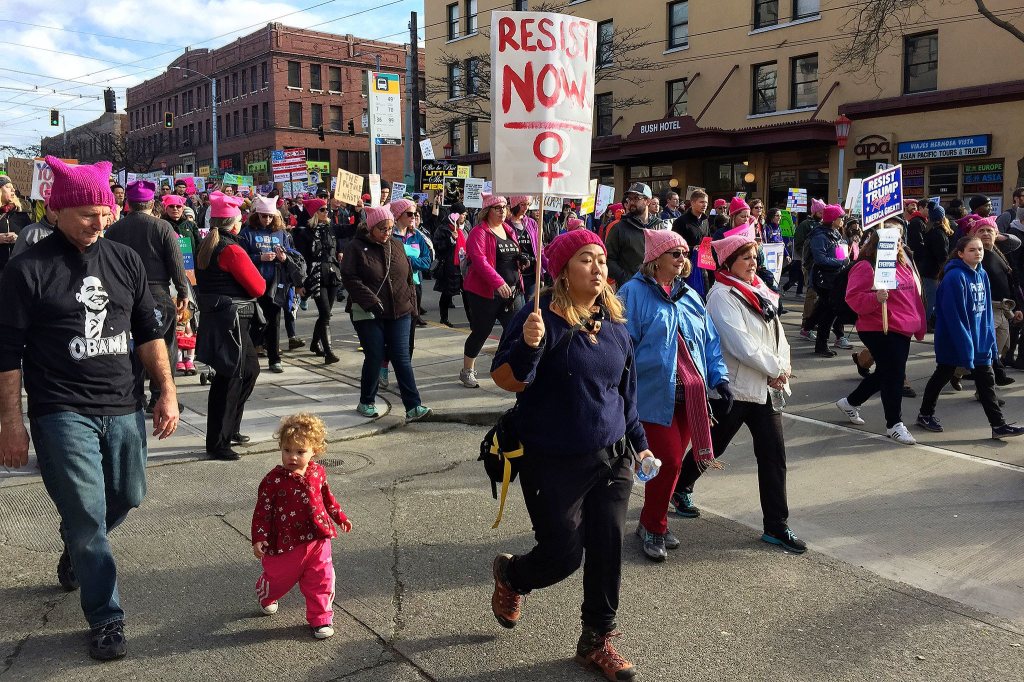 Seattle Womxn&rsquo;s March attracted an estimated 125,000 people protesting the changes the Trump Administration is proposing that will impact women&rsquo;s healthcare, environmental funding and more. Photos by Sara Bernard / Sound Publishing