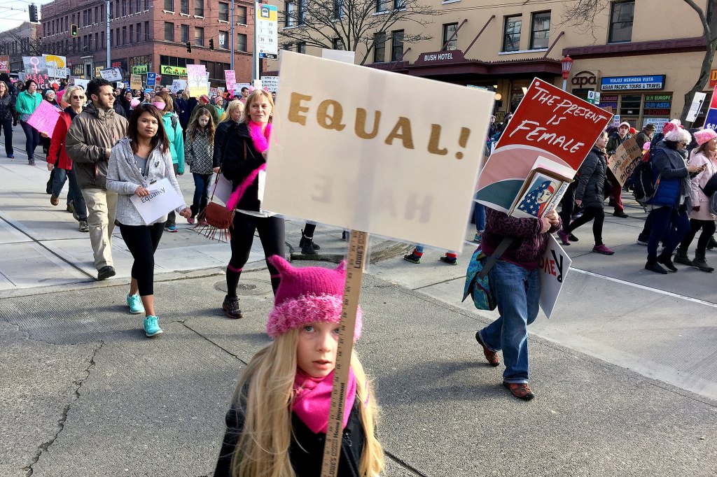 &ldquo;The thing that struck me most were the signs,&rdquo; said Hillary Kinsey. &ldquo;The variety, the sauciness, the sincerity, the passion, the fear, the creativity … all showcased on posters held high.&rdquo; Sara Bernard / Sound Publishing