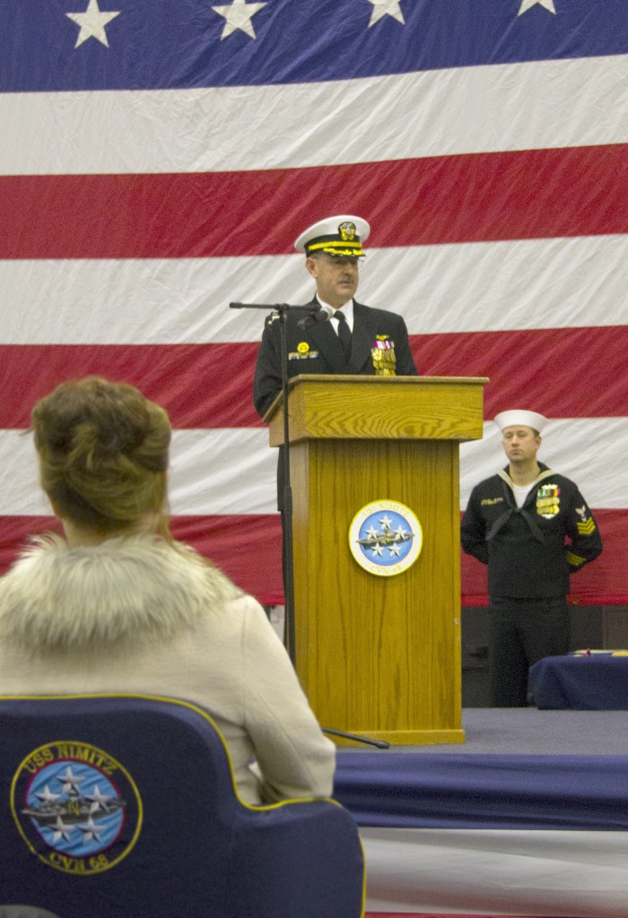 USS Nimitz change of command ceremony based on tradition, service and family