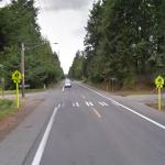 The crosswalk where Regina Monzon was struck by a vehicle in 2012 now features additional crosswalk signage. (Google Maps/2015)