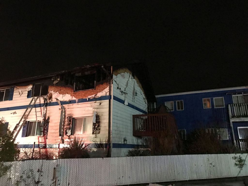 Fire damaged a top-floor room of the Blue Water Inn, Feb. 9. (Michele Laboda/North Kitsap Fire & Rescue)